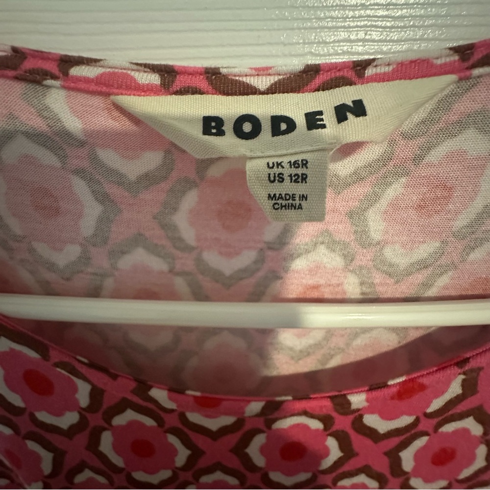 BODEN Thea sleeveless midi Dress pink and red stretchy size 12 - Picture 3 of 5